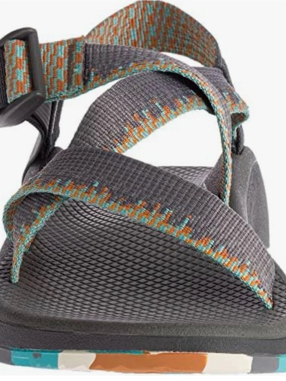 Chaco Men's Gray Sandals with Teal and Cream Accents